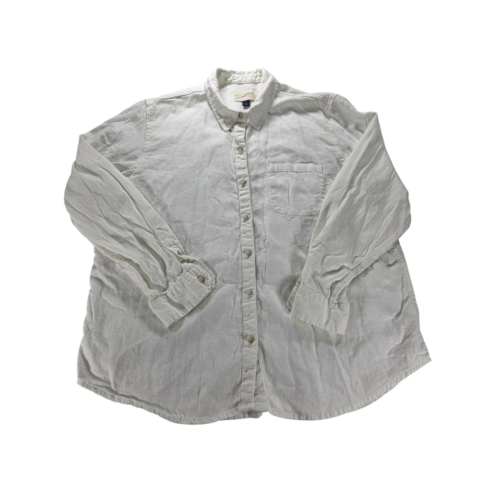 Men's Universal Thread L White Linen Blend Casual Beach Resort Button Up Shirt - Picture 3 of 12